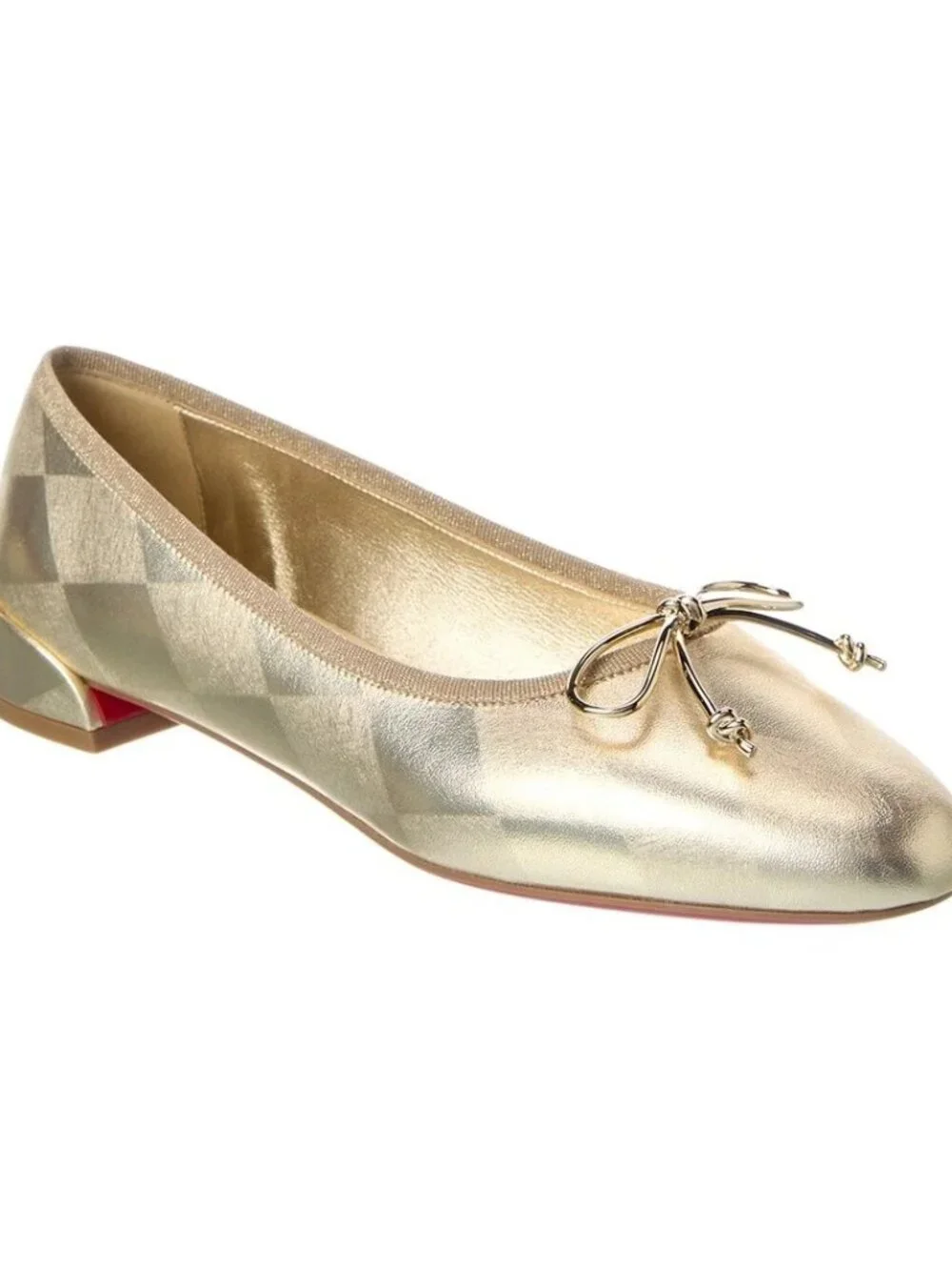 Christian Louboutin Sweetie Jane Leather Gold Flat Women's Size 37